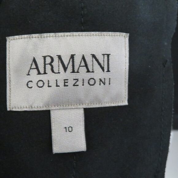 Armani Collezioni Womens Sz 10 Black 100% Goat Leather Jacket Pleated Zip Front - Picture 5 of 6